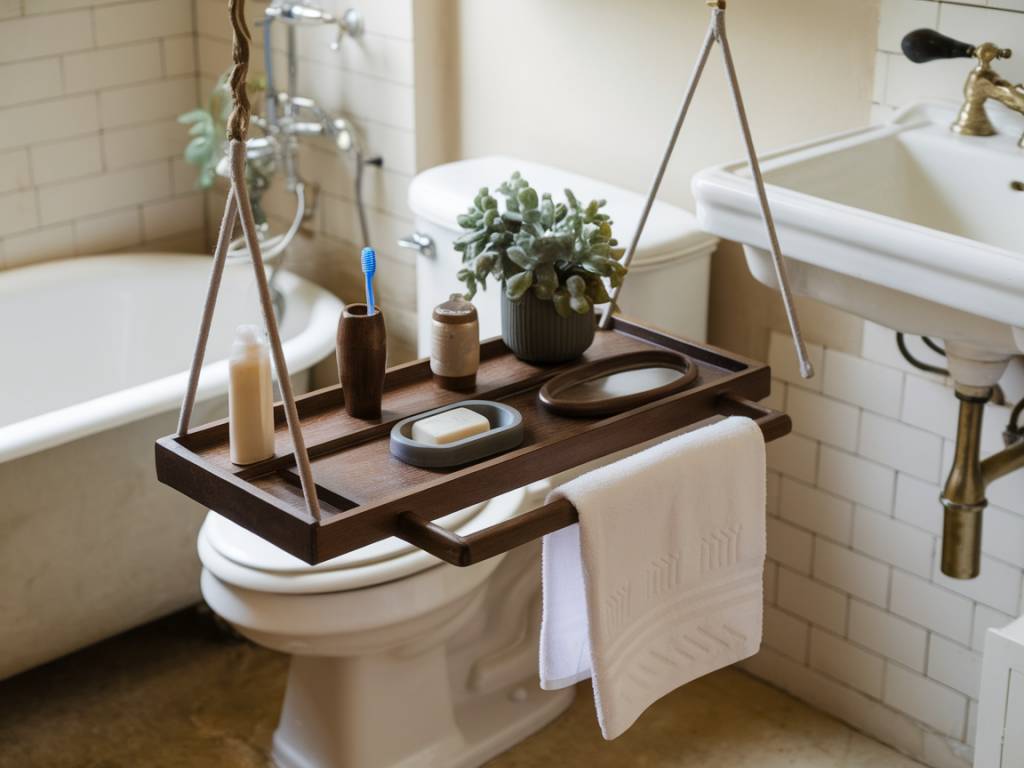 Des accessoires en bois pour une salle de bain cocooning